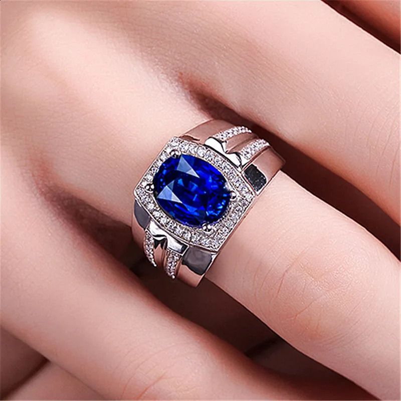 Astuyo Style Vintage pierre bleue Zircon réglable hommes femmes bague Punk anneaux pour fête de mariage Hip Hop bijoux accessoires 240313