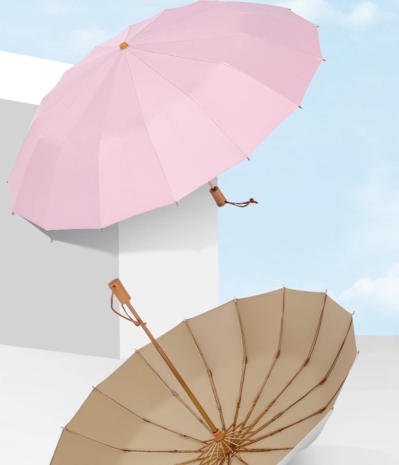 juchiva Paraplu Kleurrijke Tri-fold Paraplu voor Dames UV Zon en Regen Winddicht Kleur Coating 16 Botten