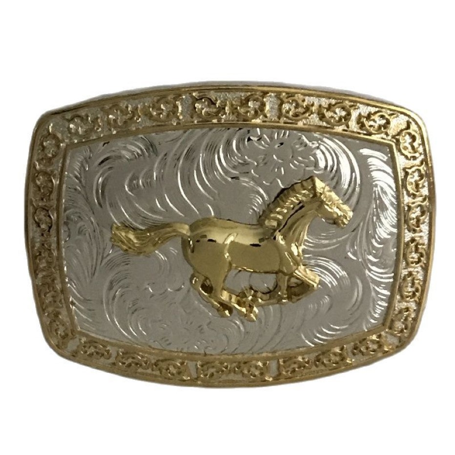 1 stks Gouden Paard Western Cowboy Gesp Voor Mannen Hebillas Cinturon Jeans Riem Hoofd Fit 4 cm Brede Belts2464