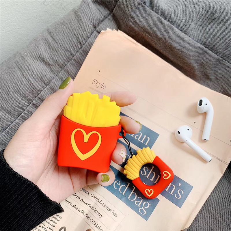 Caseist Cute 3D Creative Earphone Case Food Hamburg Designer Cartoon Silicone Cover Unikt Funny Protector med Pendant For Apple AirPods Gen 1 2 3 Pro 2nd Generation