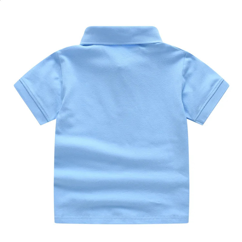 Solid Color Boys Girls Summer T-shirts Kvalitet bomulls uniform Polo barn toppar mode barnkläder 240311