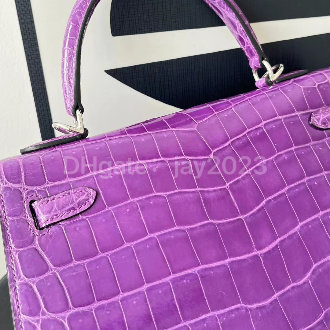 10S TOP handmade tote bag Glossy leather designer bag Tote Classic Noble 25CM with imported original top quality Crocodile skin with box VIP customization