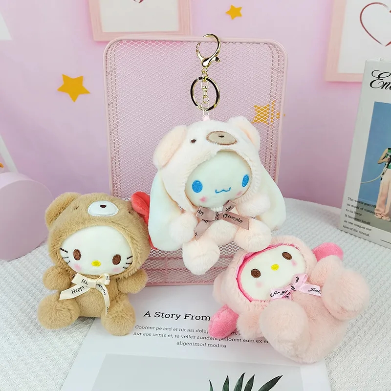 2024 Wholesale and retail cute cartoon plush toy Keychains pendant cute doll gift schoolbag accessories plush toy doll action figures