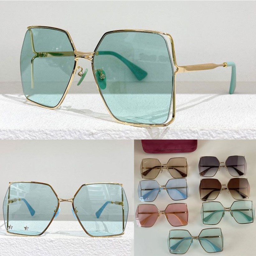 Modedesigner ladys solglasögon kvinnor överdimensionerade ramlösa gröna fyrkantiga tunna solglasögon sommarklassiker UV400 ögonskydd GLA251B