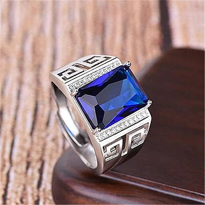 Astuyo Style Vintage pierre bleue Zircon réglable hommes femmes bague Punk anneaux pour fête de mariage Hip Hop bijoux accessoires 240313