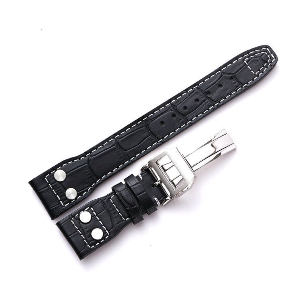 Bracelet de montre en cuir de veau souple véritable de haute qualité pour Bracelet de montre Iwc Mark 17 série 20 22mm Bracelet de ceinture avec Rivet T1907053132
