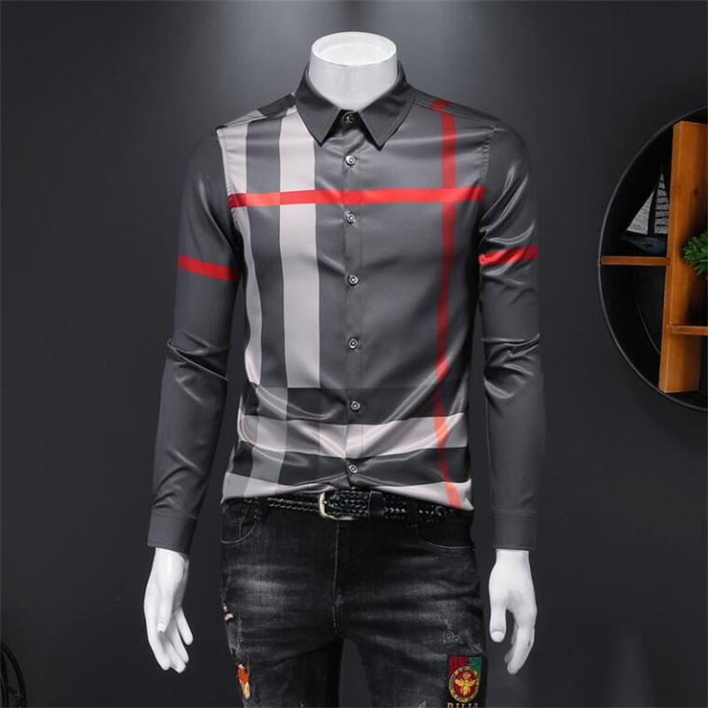 Hotsales Novo Estilo 2024 Novo Estilo Designers de Luxo Mens Camisas de Vestido Negócios Moda Camisa Casual Marcas Homens Primavera Slim Fit Camisas Tamanho Asiático M-5XL