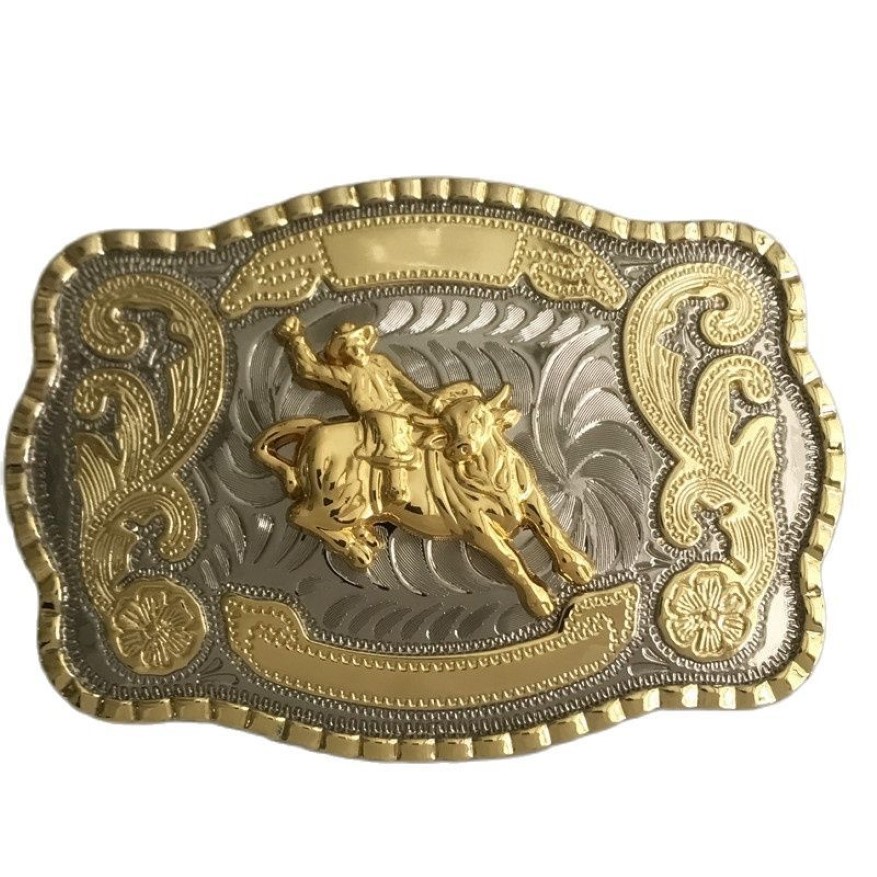 Big Size Silver Gold Rodeo Bull Cowboy Metal Belt Buckle For Men's Jeans Belt Head2212