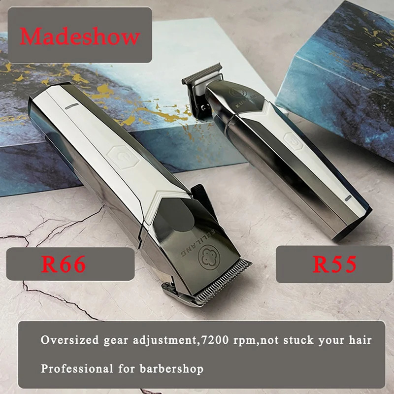 Madeshow R66 Professionele Tondeuse Man Tondeuse R55 0MM Snijder 7200 rpm Haarsnijmachine Oliekop Push Kapsalon 240314