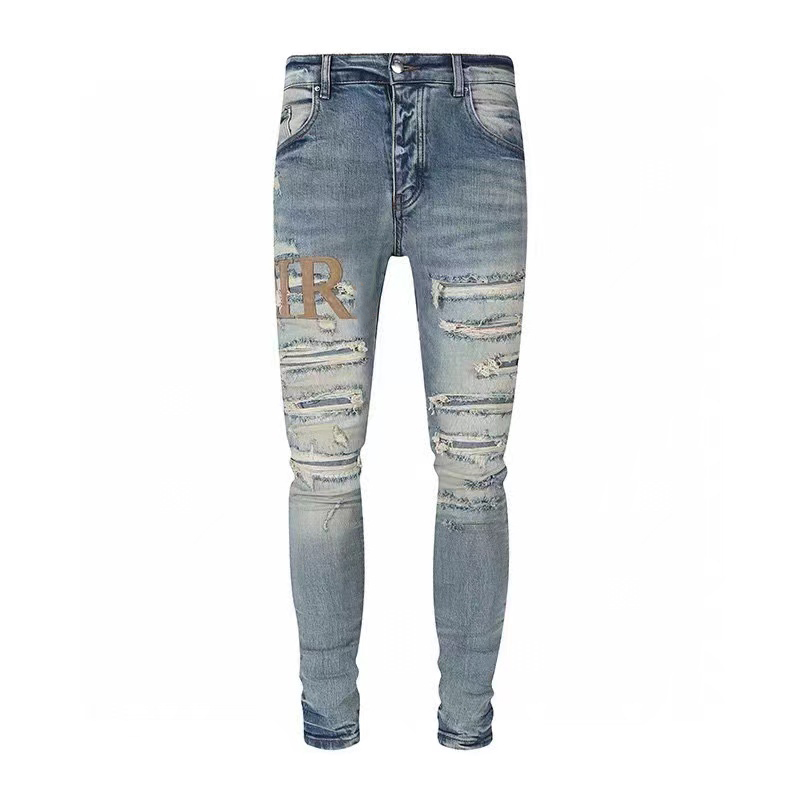 Designer de moda de rua jeans roxo masculino botão fly Bla29-40ck estiramento magro rasgado jeans botão fly hip hop marca jeans feminino calças pretas