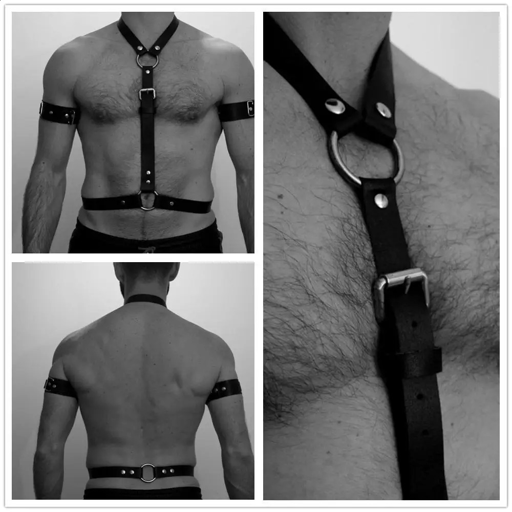 Sexy Harness For Men Leather Lingerie Body Straps Belt Fetish Erotic Chest Bondage Gay Cage Rave Clothing Bdsm Garter Sword Belt 240312