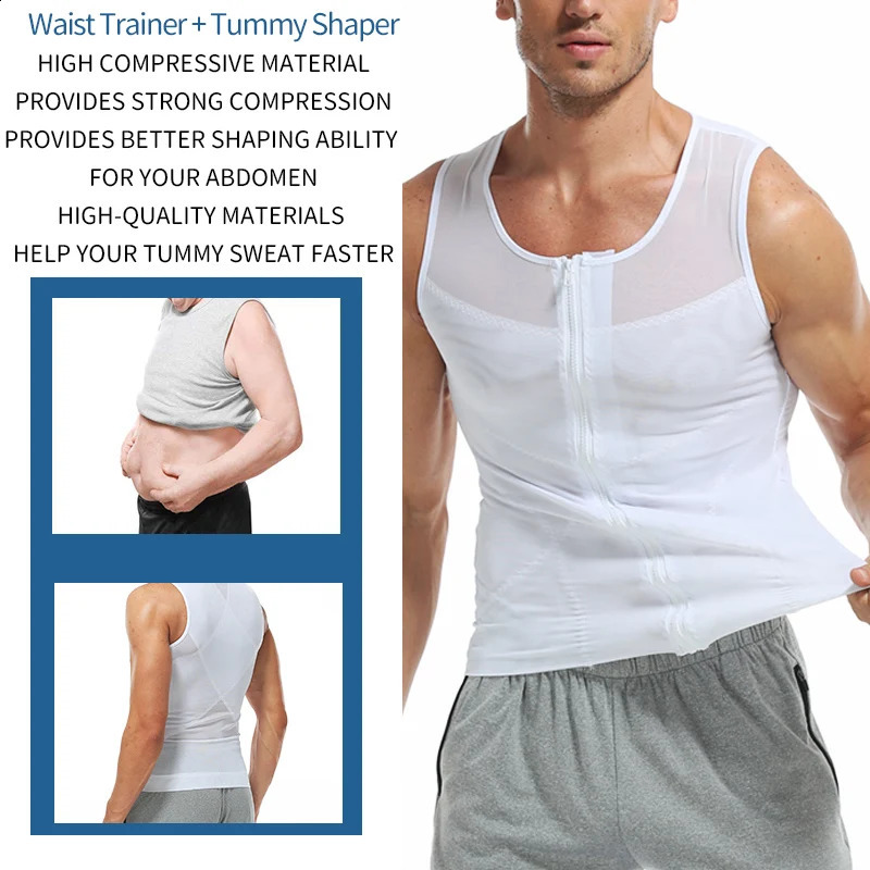 Männer Kompression Shirt Abnehmen Body Shaper Bauch Bauch Shapewear Bauch Reduzierer Korsett Top Gynäkomastie Schlanke Bauch Shaper Weste 240315