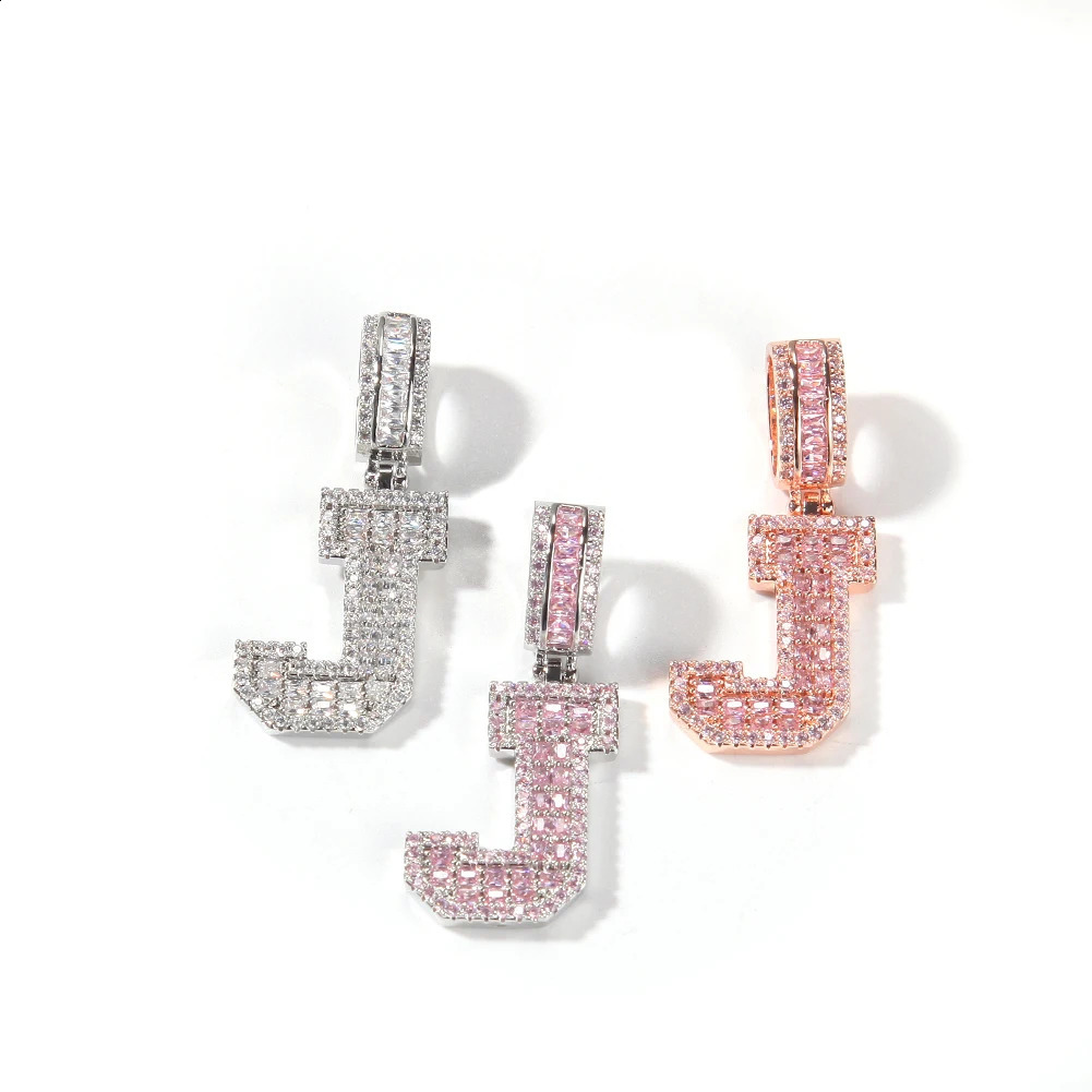 Uwin lettre initiale pendentif glacé Baguette cubique zircone nom collier avec chaîne de tennis mode Hip Hop bijoux pour femmes 240311