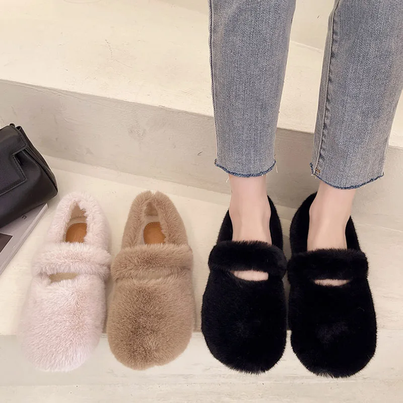 Buty 2022 Projektant luksus buty Mary Jane buty zimowe bawełniane bawełniane bawełniane mokasyny ciepłe pluszowe puszyste futra płaskie kobiet