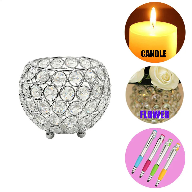 Crystal Tealight Candle Lantern Holders Gold Silver Candlesticks For Wedding Xmas Party Dinner Table Centerpieces Home Decor 240301