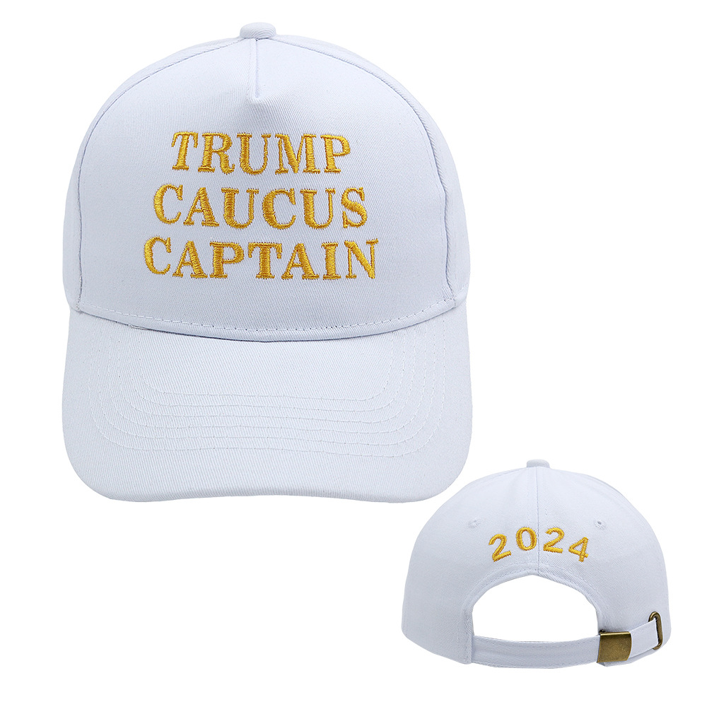 2024 Trump Caucus Captain Hat Trump Wybór baseballu haft haftowy szczyt czapki baseballowej czapki 4 kolory