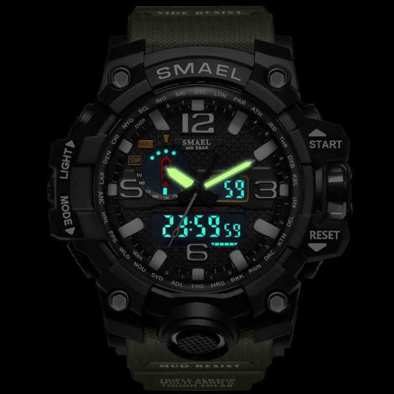 Smael Brand Luxury Military Sports Watches Men Quartz Analog LED Digital Watch Man Waterproof Clock Dual Display Wristwatches X062220C