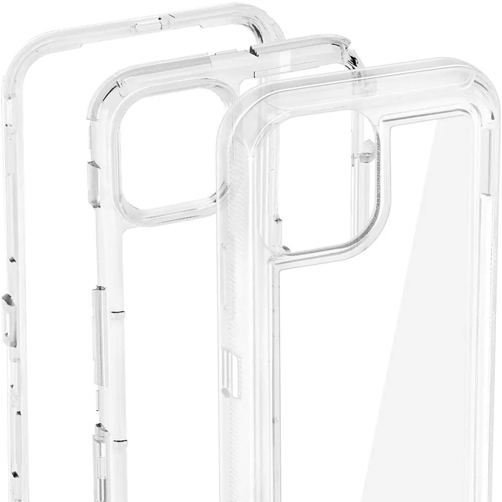 Armadura à prova de choque para iPhone 15 14 13 12 11 Pro Max XR XS X 6 7 8 Plus Transparente Proteção Pesada Hard PC TPU Phone Case