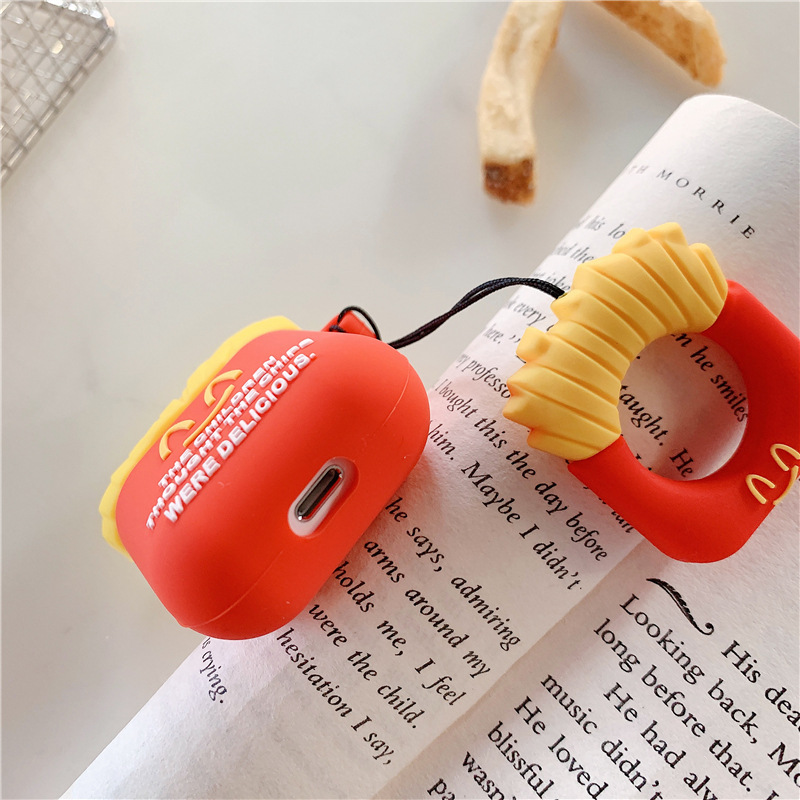 Kassierer niedlich 3D Creative Earphone Case Food Hamburger Designer Cartoon Silikonabdeckung einzigartiger lustiger Beschützer mit Anhänger für Apple Airpods Gen 1 2 3 Pro 2. Generation