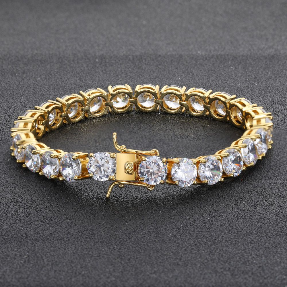 bracelet de tennis femmes acier inoxydable plaqué argent incrusté 1 rangée moissanite diamant 8mm largeur chaîne bracelets rappeur hip hop hommes designer bijoux cadeau pour fille