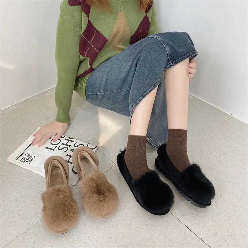 Scarpe coreane 2022 catene di metallo pelliccia pelliccia woman moca