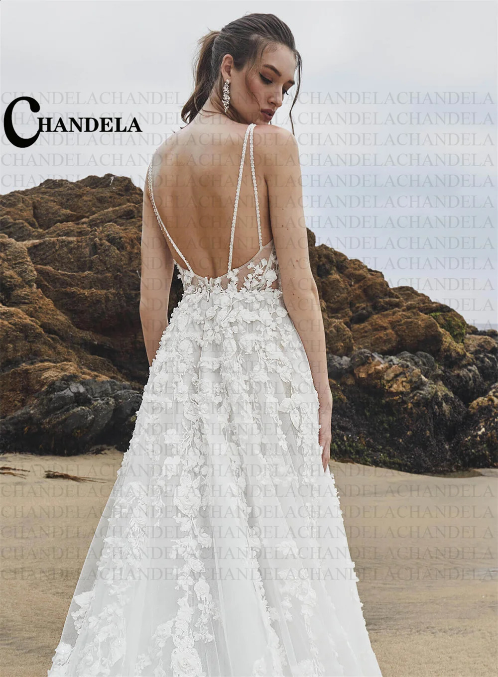 Chandela Chic Robes de mariée moderne Spaghetti Spaghetti Appliques Pleat Bridal Robe de Mariee pour les femmes faites sur mesure 240407