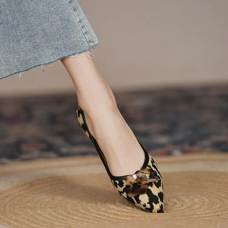 Loafers 2022 Spring Leopard Print Sexy Pointed Pin Flat Mother Shoes Flat Heel Comfortabele loafers