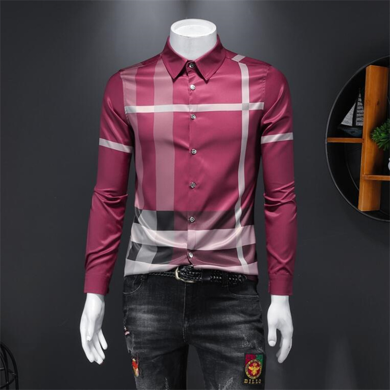 Hotsales Novo Estilo 2024 Novo Estilo Designers de Luxo Mens Camisas de Vestido Negócios Moda Camisa Casual Marcas Homens Primavera Slim Fit Camisas Tamanho Asiático M-5XL