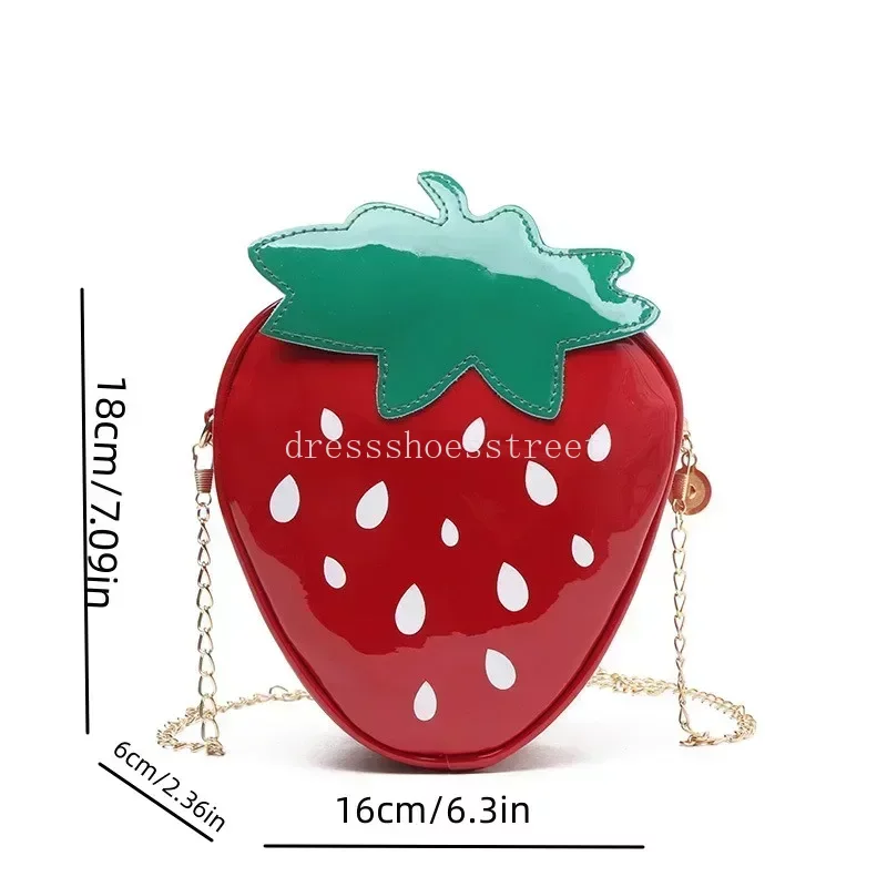 Korean Fashion Strawberry Crossbody Shoulder Bag PU Leather Outside Toiletry Storage Bag for Girls Coin Money Holder Handbags