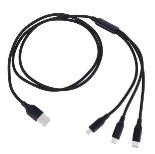 Vävd 3 i 1 USB-kablar Snabbladdning av USB-C Micro Data Sync Cable för HTC Xiaomi 12 11 Huawei Samsung Mobiltelefonladdningsladd