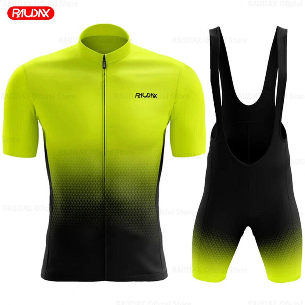 2024 Raudax Sport Team Training Fietsen Kleding Ademende Mannen Korte Mouw Mallot Ciclismo Hombre Verano Wielertrui Sets 240307