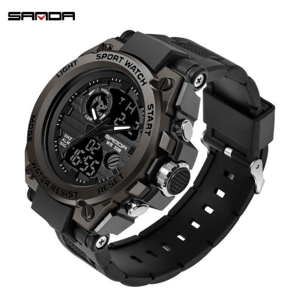 Sanda g Style hommes montre numérique choc militaire montres de sport étanche montre-bracelet électronique hommes horloge Relogio Masculino 739 Q0285c