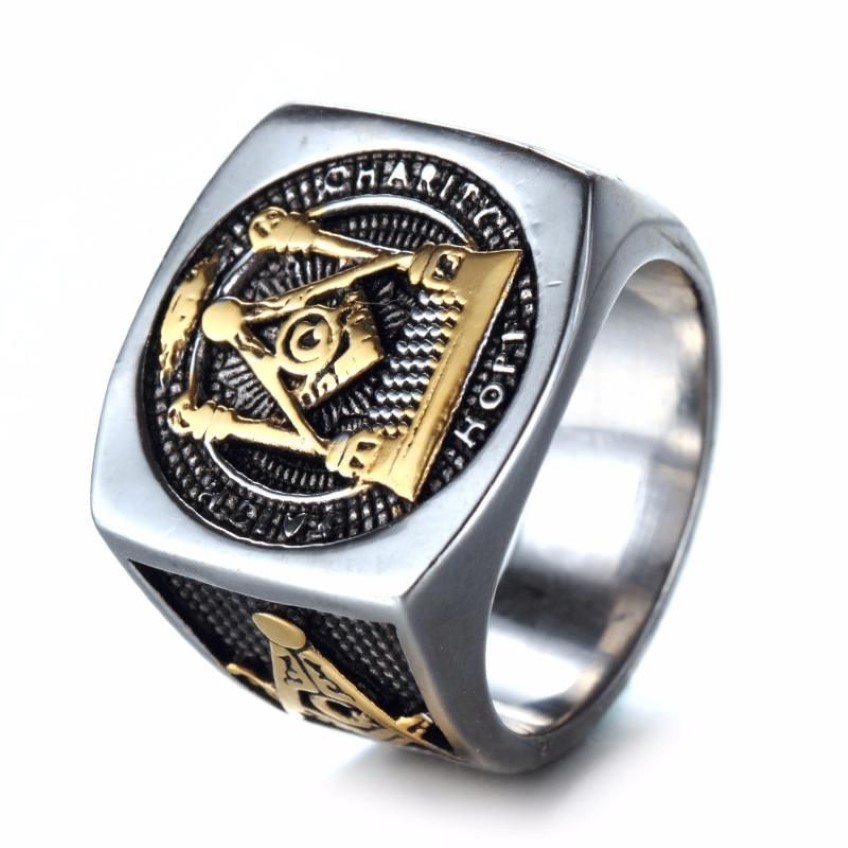 New Stainless Steel G Rings Men's Rings Vintage Masonic Titanium Steel Gifts306r