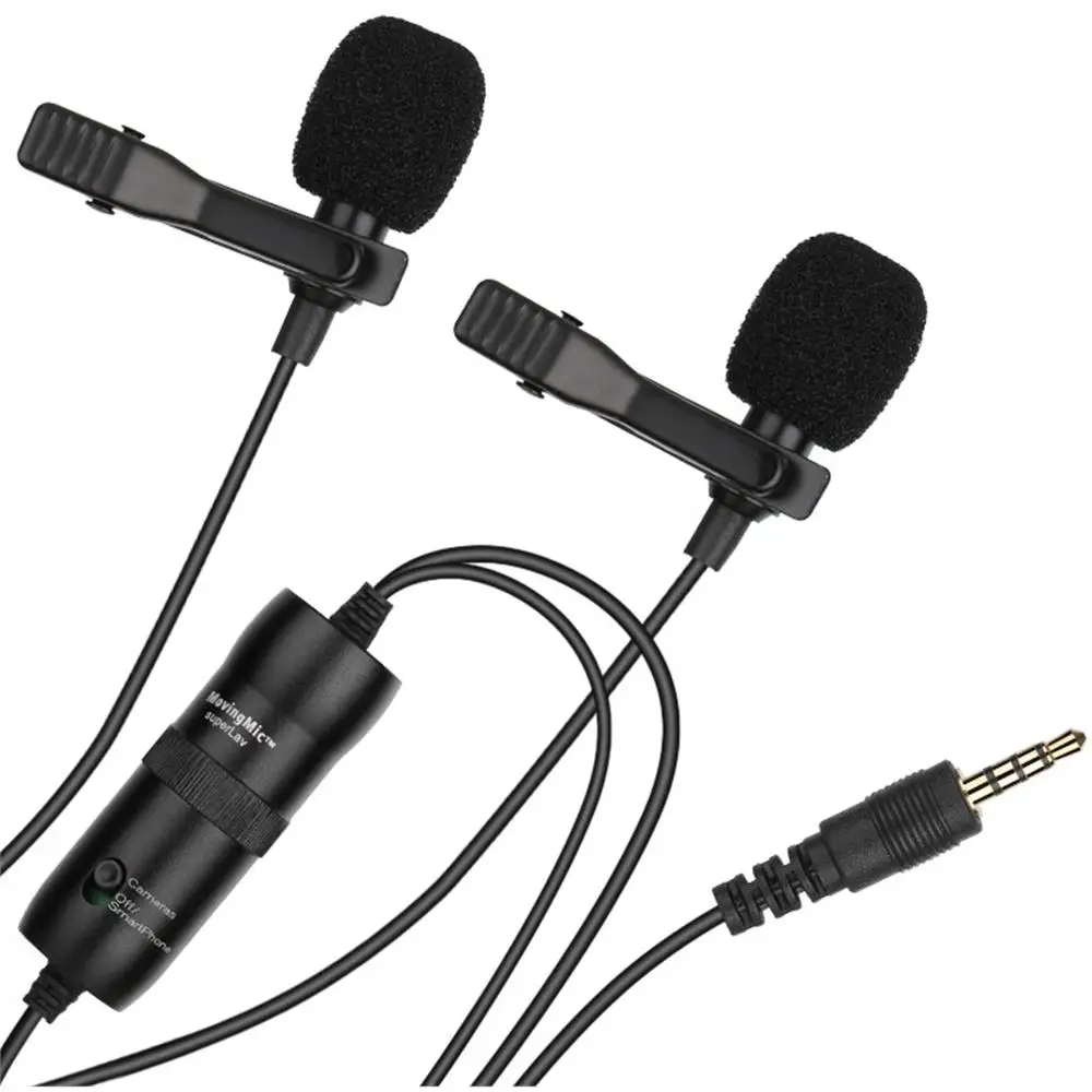 Microphones Professionnel double Mini Lavalier Microphone pour téléphone portable PC revers 3.5mm Microphone pour Radio Smartphone Micro karaoké