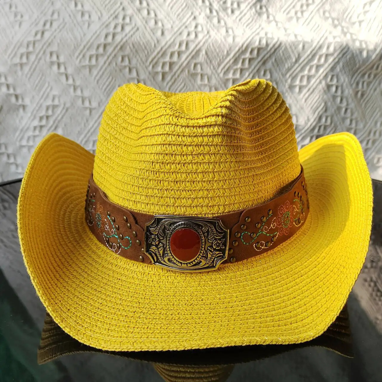 Rand Krul Strohoed Cowboy Hoeden Western Beach Zonnehoeden Party Cap voor Man Vrouwen Zomer Kleurrijke Jazz Sombrero 240311