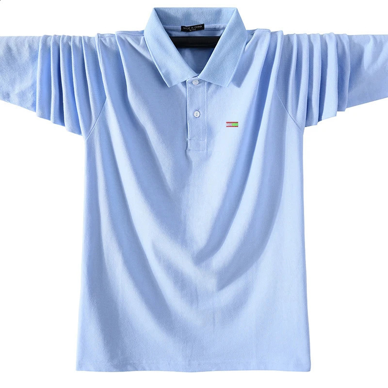 Mens primavera outono 100% algodão de algodão de alta qualidade de manga longa Polos casuais camisa homme moda de lapão de golfe esportes de golfe top s-5xl 240328