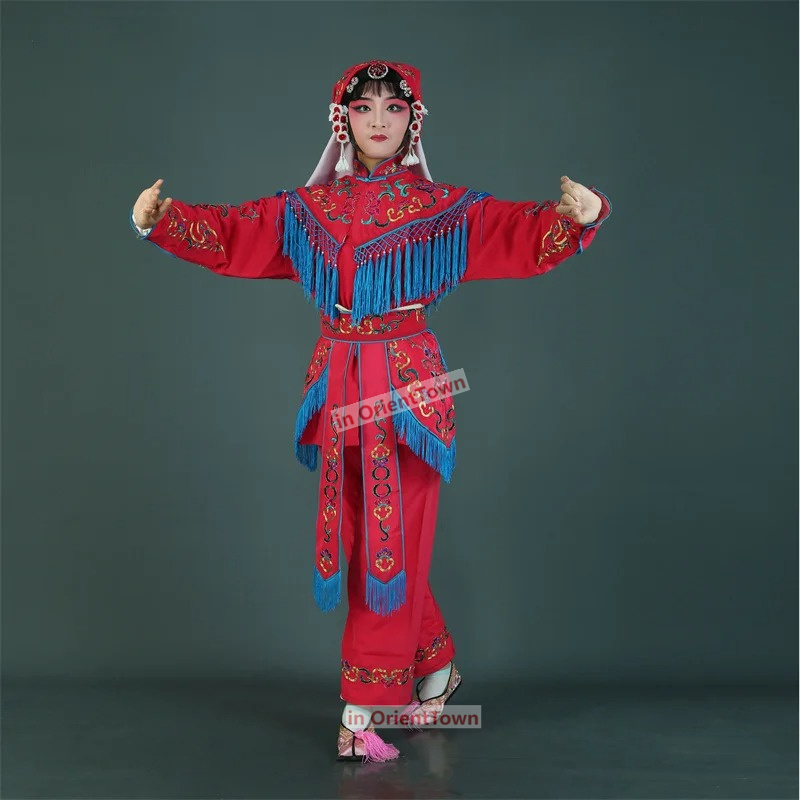 Traje de drama de ópera china Ropa étnica mujer soldado Dao Ma Dan Ropa Yangmen Mujer general Escenario Traje Mulan Mu Guiying