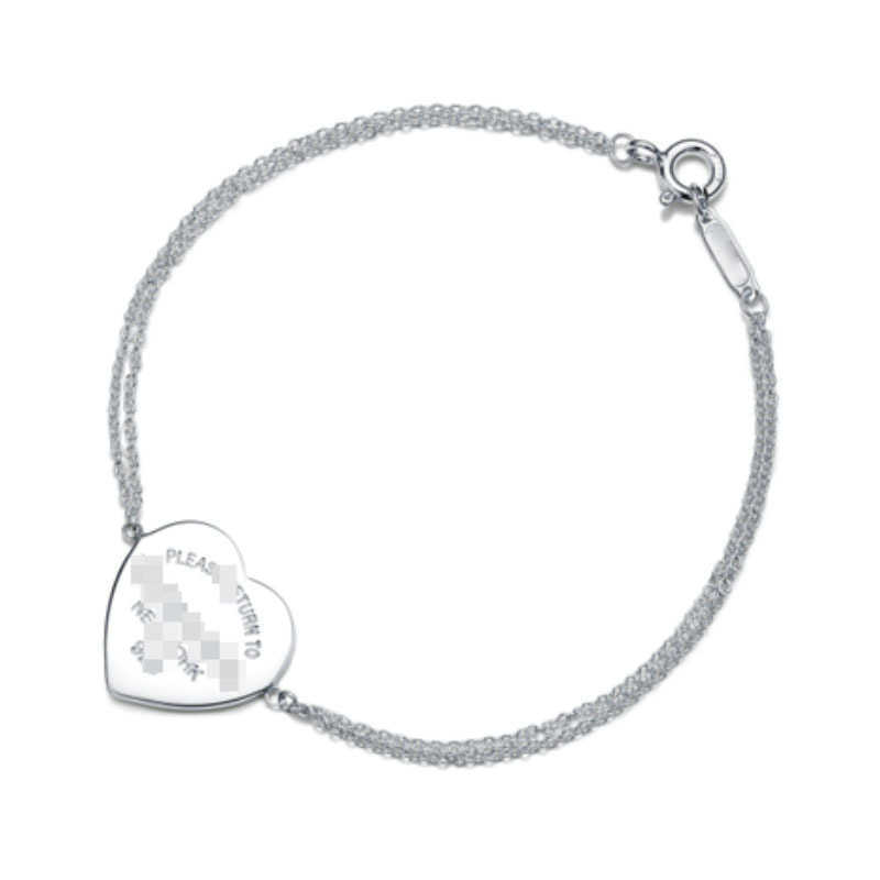 Origineel merk Small TFF 925 Sterling Silver Heart Diamond Dubbellaag Bracelet Live Love With Logo