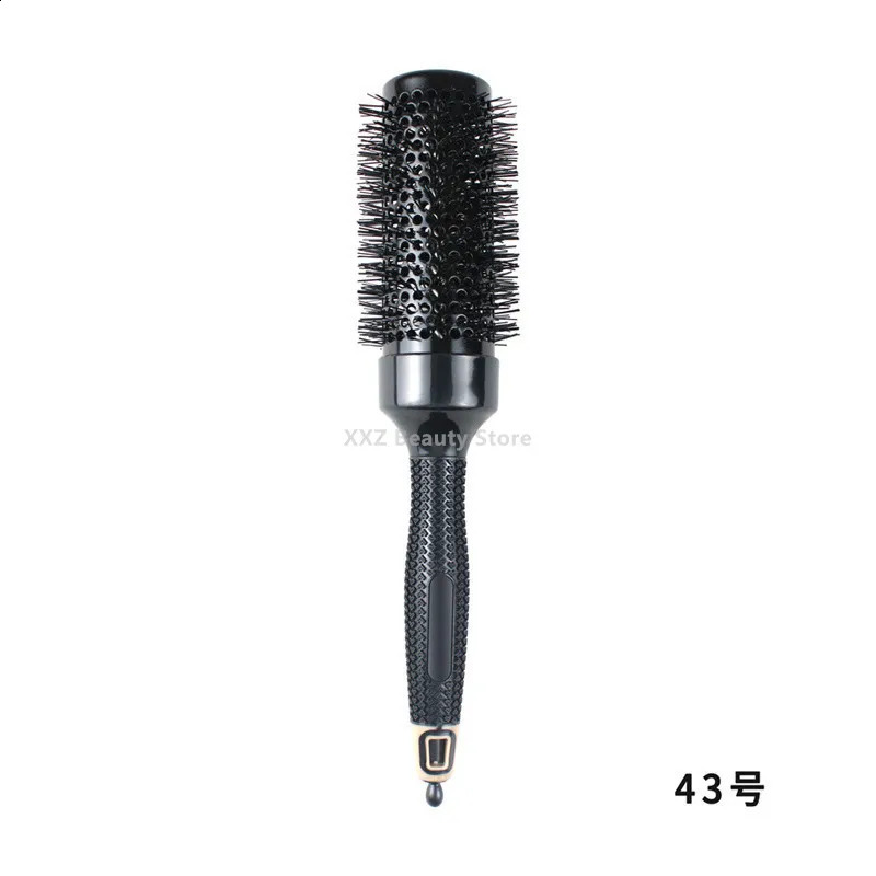 6 pièces/ensemble poils de sanglier noirs peigne à cheveux rond professionnel coiffure brosse à cheveux antistatique Salon de coiffure outils de coiffure 240314