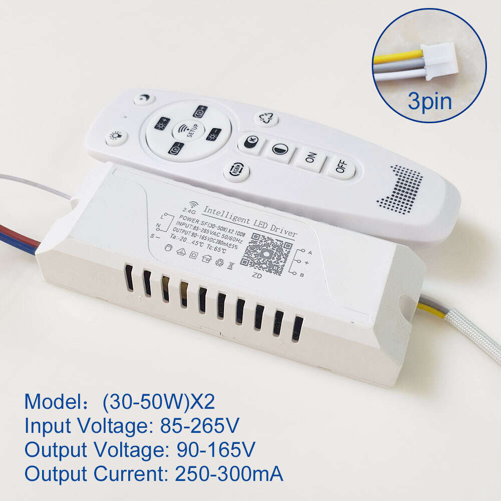 85-265V APP Control Driver 2.4G Remote Intelligent LED Transformer 20-40-60-80WX2 for Dimmable Color-changeable Chandelier