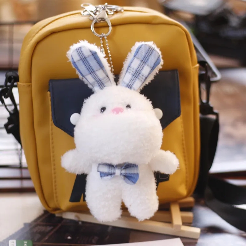 2024 Wanghong söt liten kanin nyckelring, nyckelringar hänge plysch docka liten mini dudu björn väska hänge nyckelring