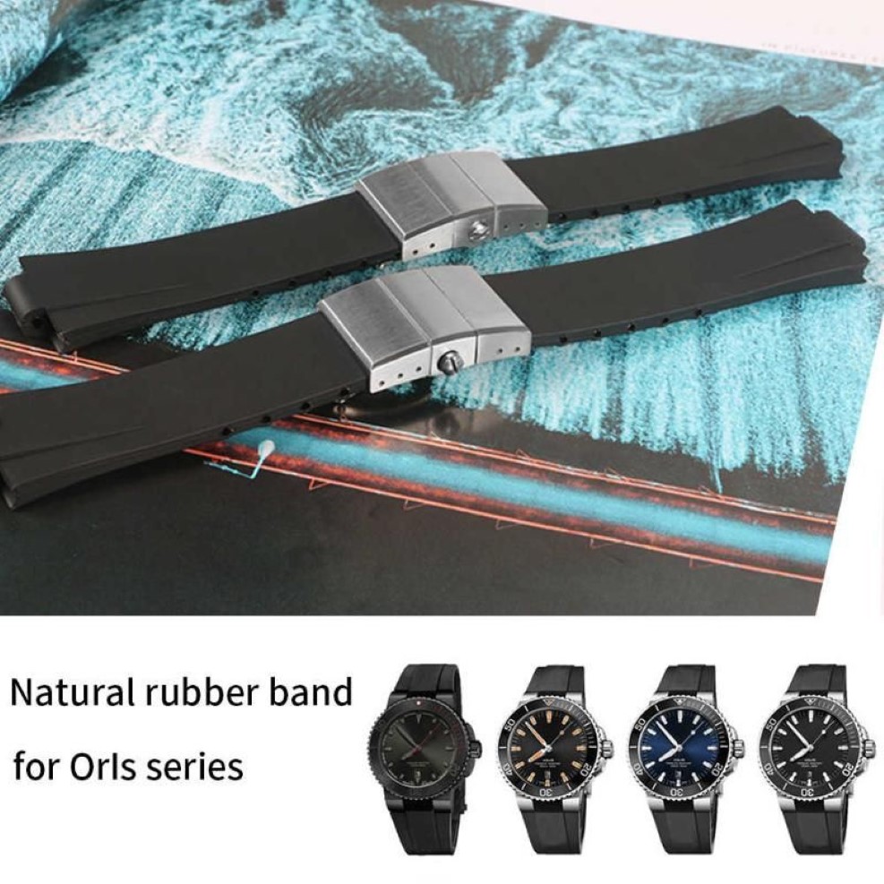 Bracelets de montre bande de caoutchouc de Silicone pour Aquis Double bracelet montre plongée Sport noir Aquis 24 11mm Buckle254V