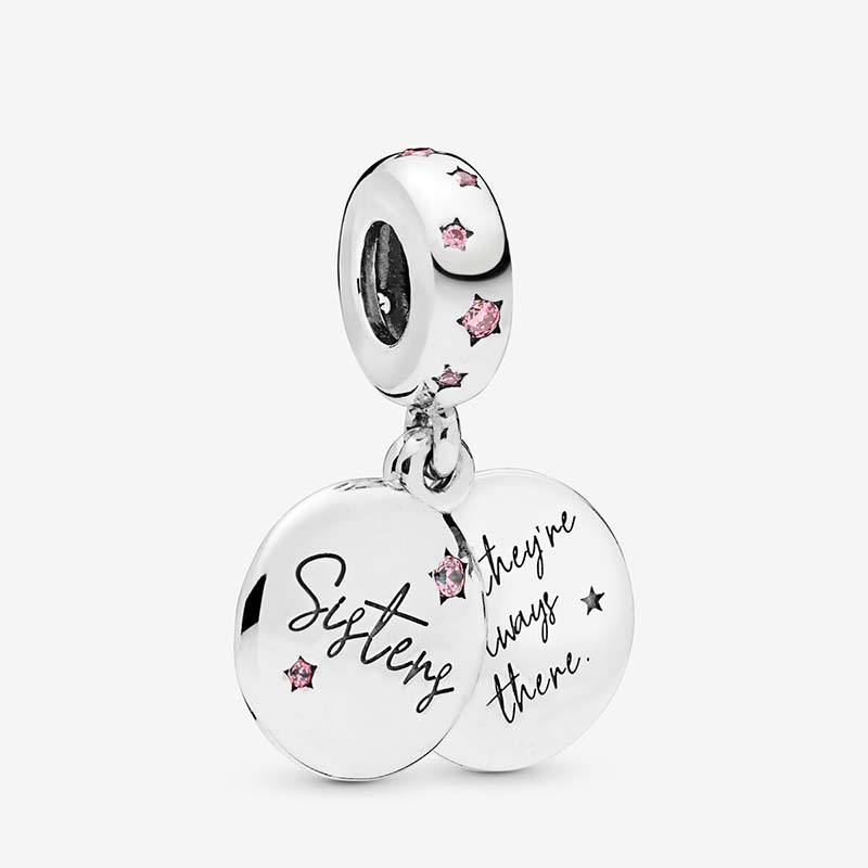 Forever Sisters Dangle Charm Pandoras 100% 925 Sterling Silver Luxury Charms Set Armband Making Charms Designer Halsband Pendant Original Box Factory Wholesale