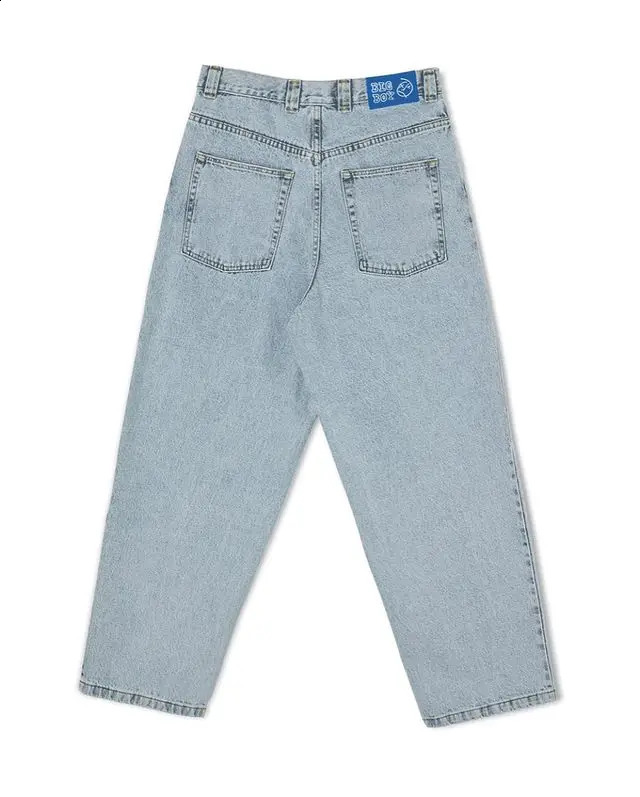 Big Boy Jeans Y2K calças de rua Hip Hop Gótico Bordado Retro Azul Baggy Punk Rock High Wide Trouser 240305