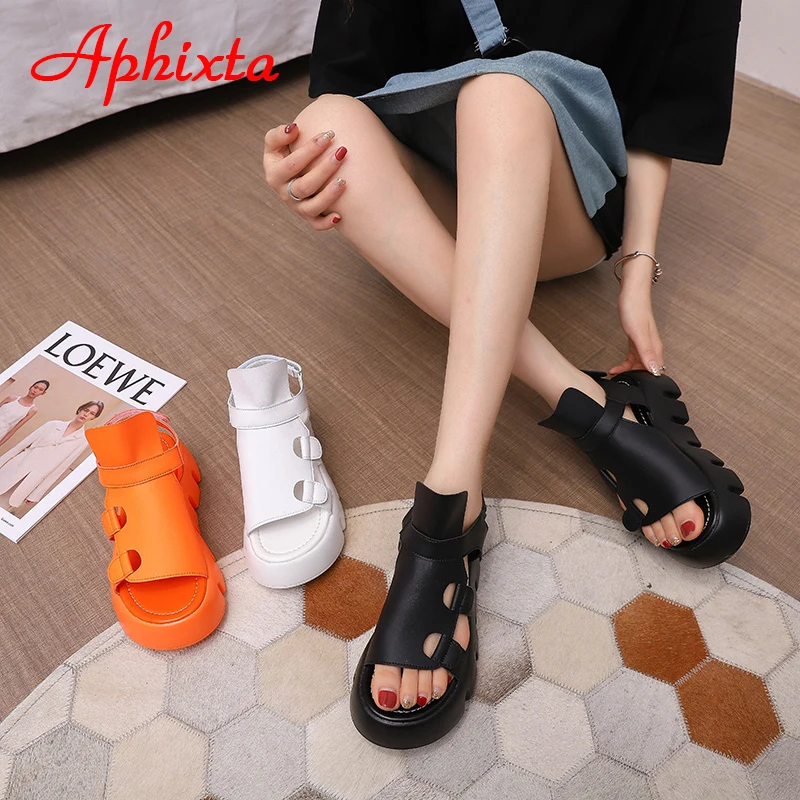 Tambini Aphixta Orange Platform Hook Loop Sandals Women Summer Spessa SOLE SCHEDE CASUALE regolabili SCHEDI PUI SCARPE SCARPE