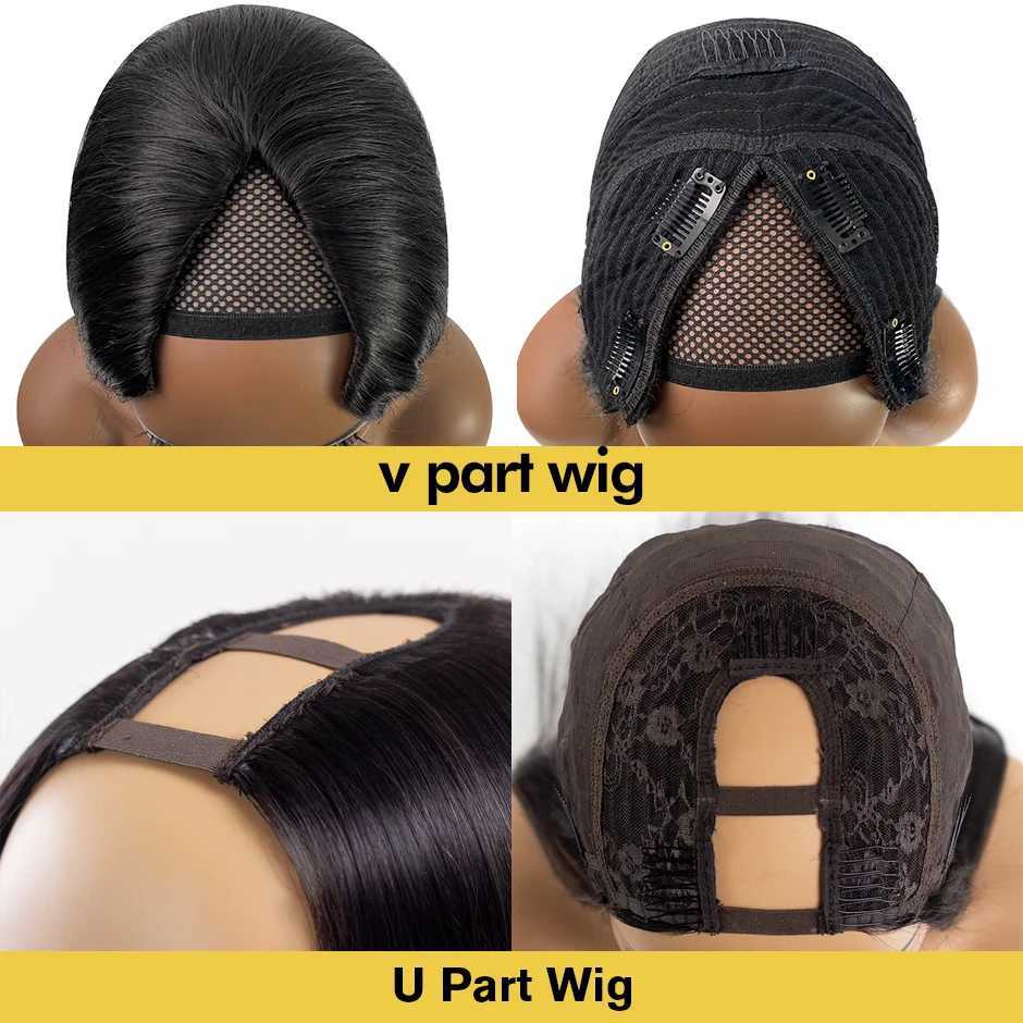 Synthetic Wigs Body Wave V U Part Wig Human Hair For Women 250 Density 30 Inch No Leave Out Glueless U Part Water Wave Brazilian Wigs On Sale 240329