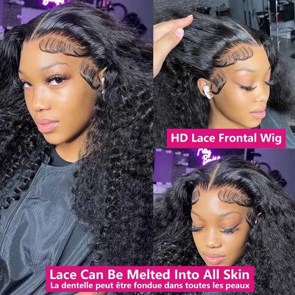 Syntetyczne peruki 13x4 HD Kinky Curly Lace Frontal Human Hair Peruki wcześniej Brazylijska wręczająca fala wodna 4x4 koronkowe peruki gotowe do noszenia 240328 240327