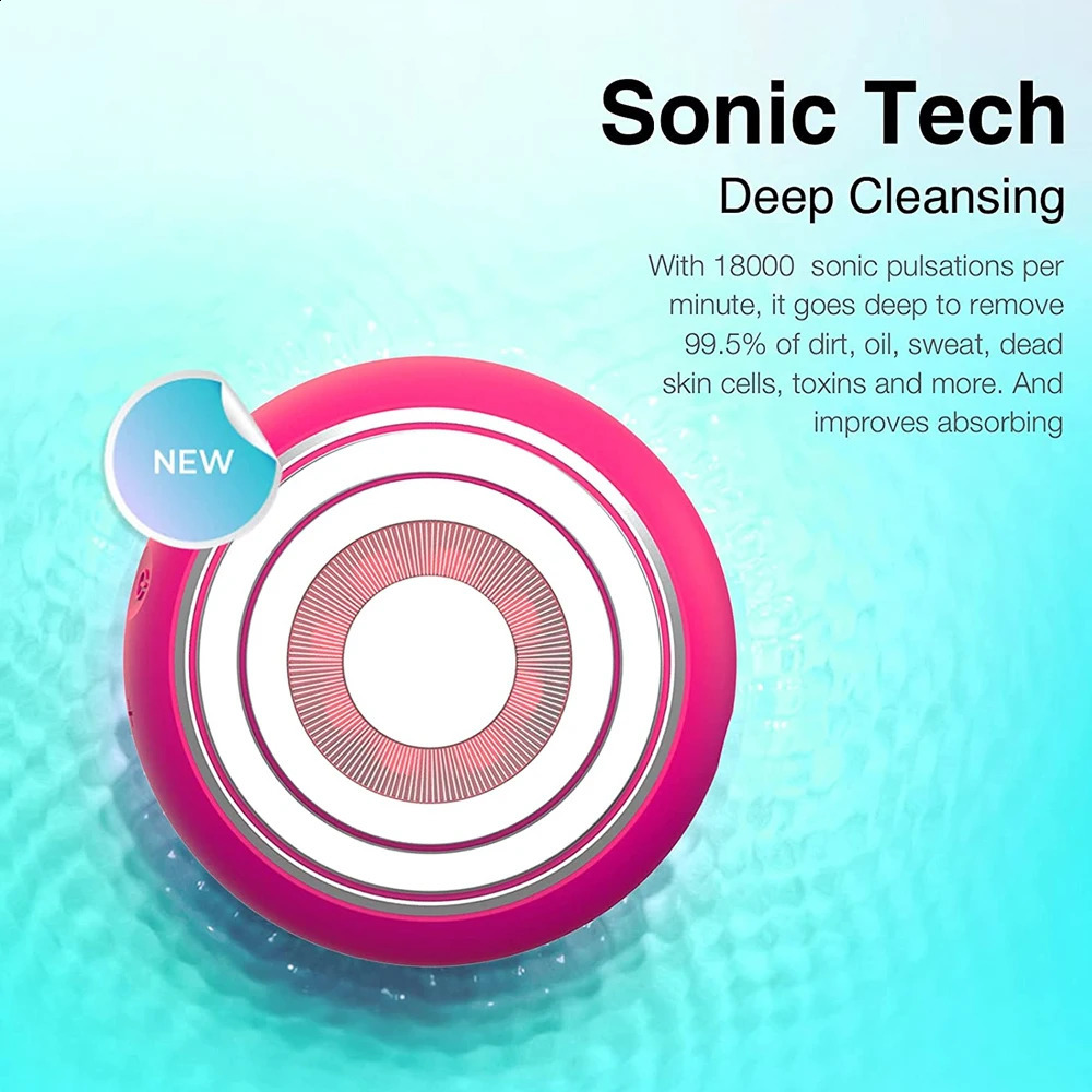 Smart Sonic Electric Cleaning Brush Deep Skin Exfoliation Waterproof Silicone Scrubber Massager 240228