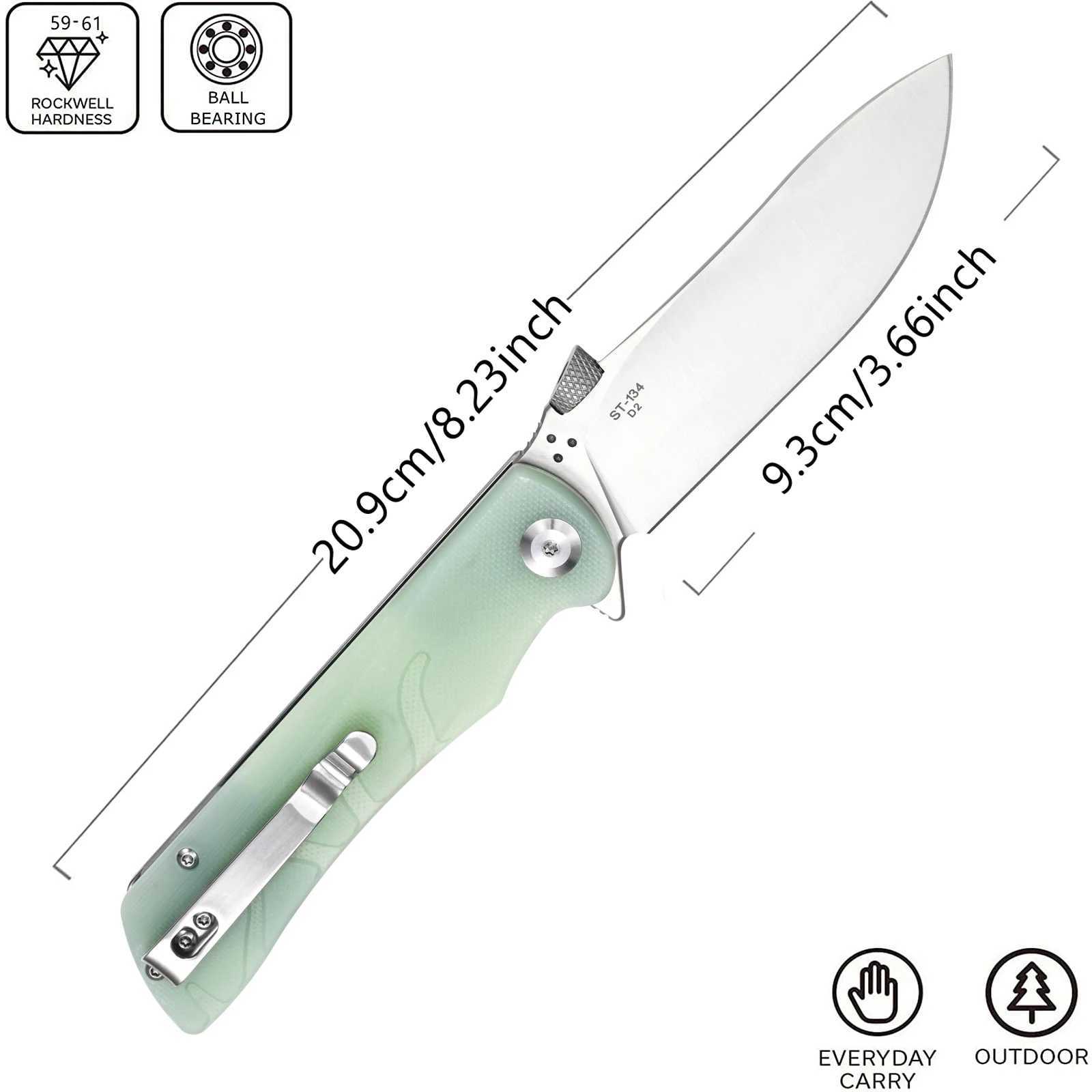 Tactische Messen Sitivien ST134 Opvouwbaar ZakmesD2 BladeG10 Handvat met Unieke Duim Stud Opener voor Werken Thuis Gereedschap Outdoor EDC CampingL2403