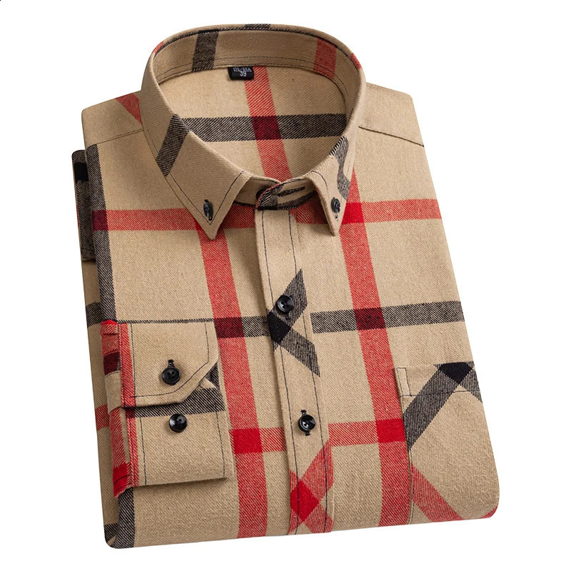 Camisas xadrez de flanela de algodão para homens outono inverno moda S-6XL tamanho asiático regular ajuste macio diário camisas casuais roupas 240318